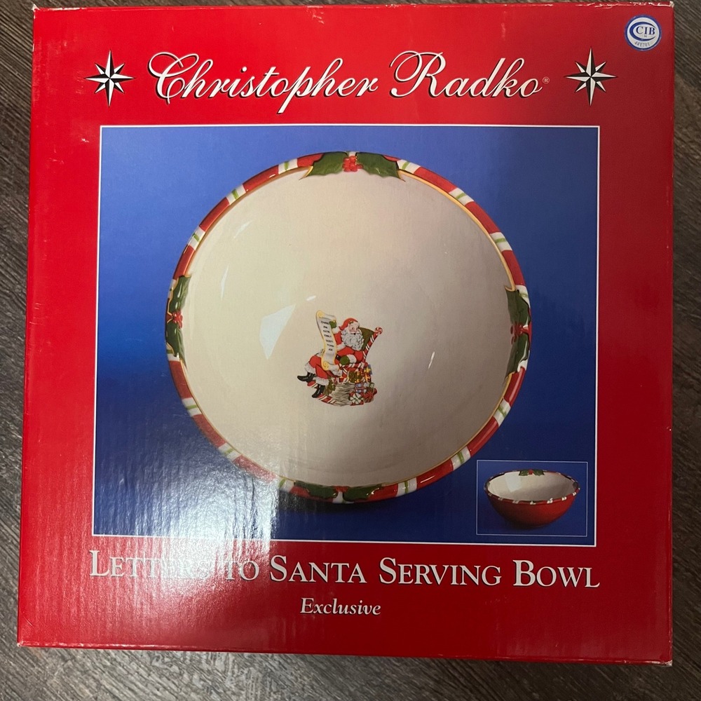 Christopher Radko Letters to Santa Serving Bowl Exclusive Christmas Holiday‎